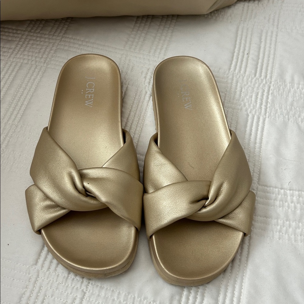 J. Crew Metallic Gold Knot Slides